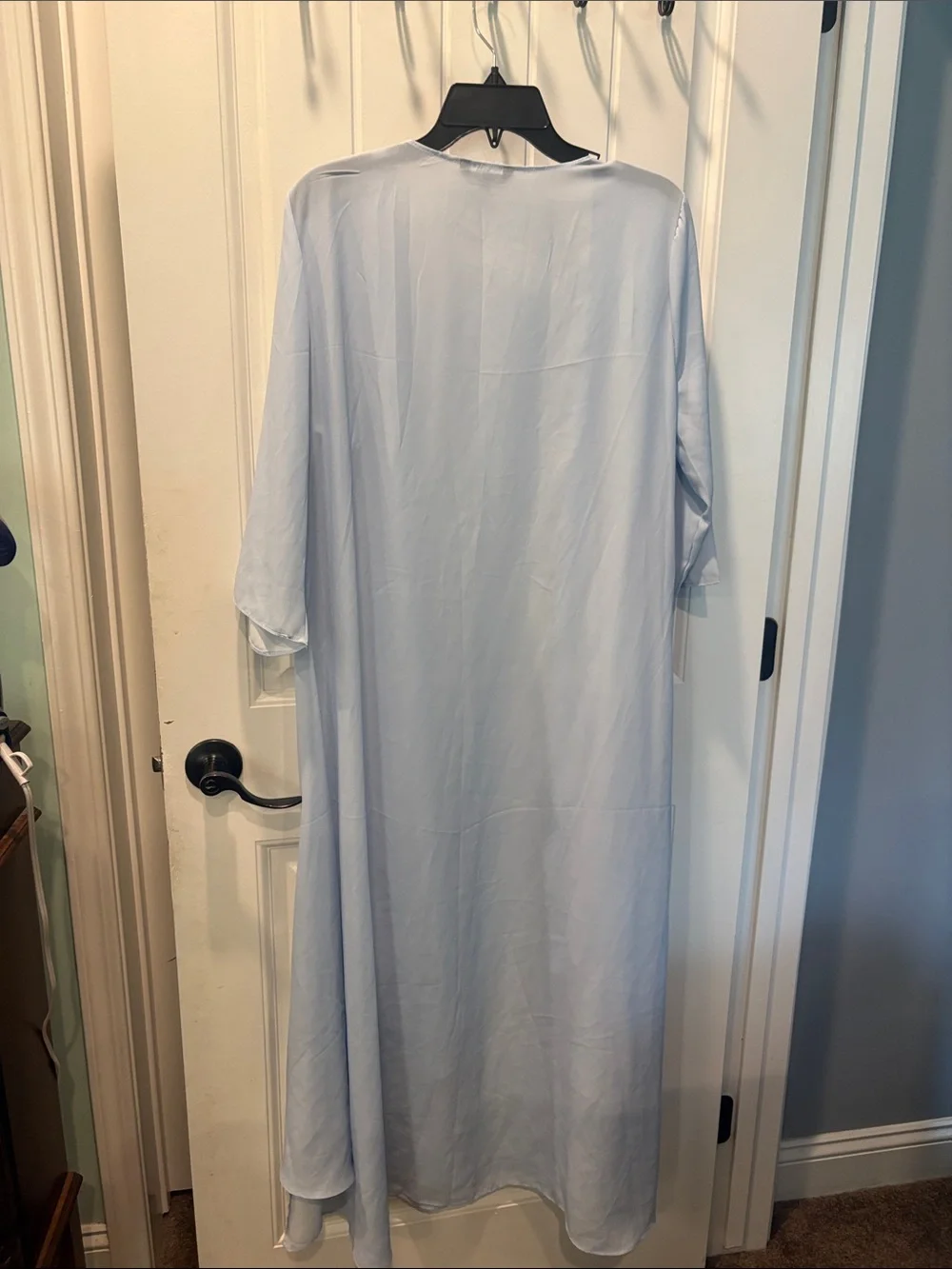 Shall We 2-piece sleeveless light blue floral maxi dress with sheer cardigan NWT